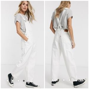 Levi's Baggy Denim Jean Overalls Clean Sweep White